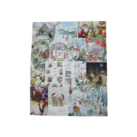 16 stk. Julekort - Alle forskjellige - Nisser Julenisser Dompap 147 mm