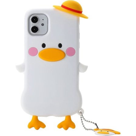 Wifantien 3D And Case til iPhone 12/iPhone 12 Pro 6.1 tommer, 3D Tegneserie Sød Kawaii Dejlig And med Hat Børn Teenagere Piger Kvinder Blød Silikone 