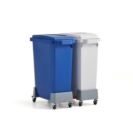 Sorteringskombination OLIVER, 2 st 60 l avfallsbehållare, blå, grå