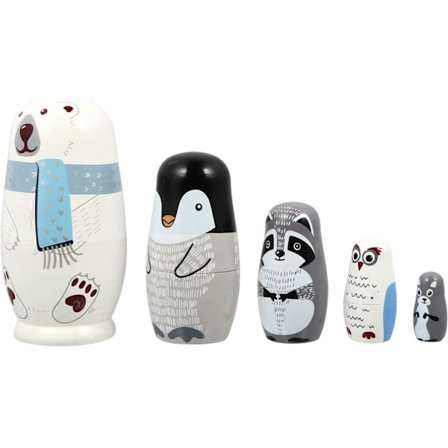 Generisk 1 sett med hekkende dukker Aminal hekkende dukker 5 sofaer russiske hekkende dukker dyredukke i tre Matryoshka-dukke Woo