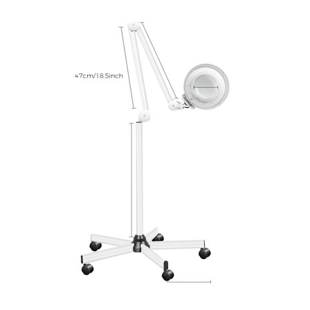 LED Förstoringslampa, 5X Förstoring, 24W Kall Ljus, 360° Justerbar,VIT