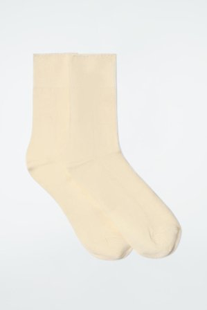 COS Women's 2-Pack Ribbed Panel Socks in White