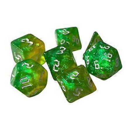 Mångfacetterade Underhållningsleksaker D4-D20 för Rollspel Bordsspel (7CGul Grön)