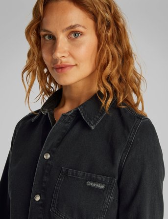 Calvin Klein Jeans Ls Fitted Denim Dress - Black - XL