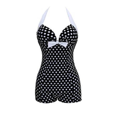 Kvinnor One-piece Cherry Dots Printed Knot Tie Öppen Rygg Bikini