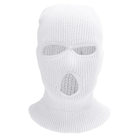 3-hulls strikket helmaske vinter vindtett varm utendørs sport ski kjøring hvit