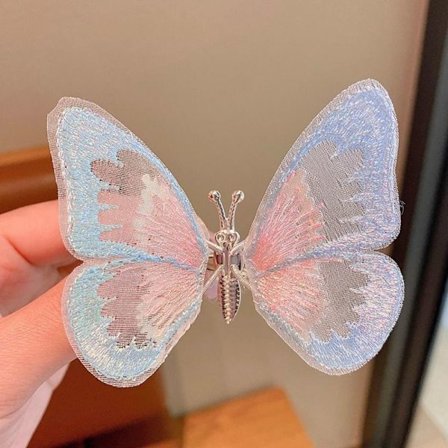 Sommerfuglehårclips Dobbeltlags Sommerfugleklips BLÅ