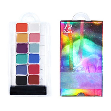 12 Färger Solid Akvarellfärg Set Pigment Palett för DIY Nagelkonst Målning BSC07