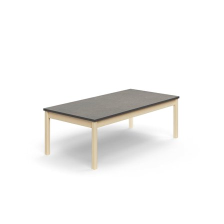 Table DECIBEL, 1600x800x530 mm, noise reducing linoleum, birch/dark grey