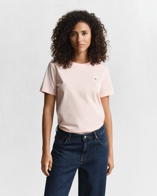 GANT - Klassisk t-skjorte med shield-logo til dame apricot pink