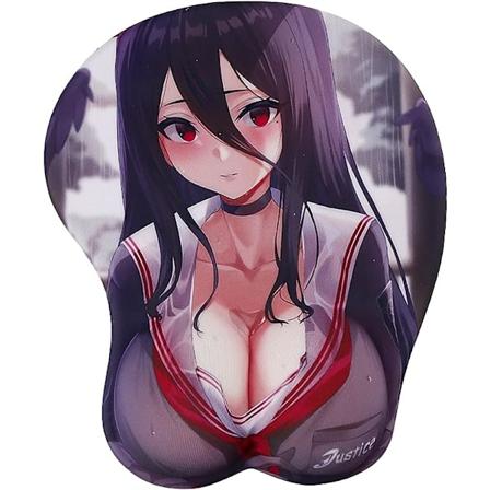 3D Anime Vakker Jente Skjønnhets Håndleddsstøtte Musematte - Tegneserie Anti-Skli Spill Musematter, Silikon Anime Søt Jente Musematte for C
