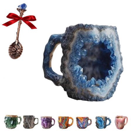 Unik tekstur kaffekopp, håndlaget kunstnerisk kopp med sikkert håndtak for varme og kalde drikker, nyhet drikkekar for hjemmekontoret, perfekt