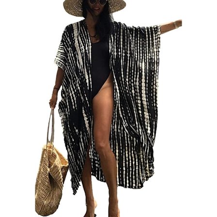 Kvinnor Long Beach Kimono Curve Fåll Lös öppen främre baddräkt cover upp