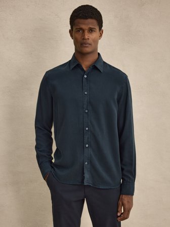 John Henric Men's Dunkelblaues Hemd Casual Fit Size L