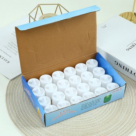 24 stk. Elektriske Lys Flammeløse Lys LED Genanvendelige Flere Lystilstande Lys med 2 Knapcelsbatterier til Fest Hvid