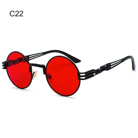 Runda Steampunk Solglasögon Metallram Solglasögon C22 C22