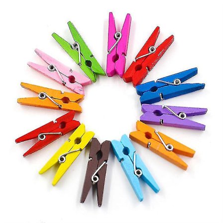 20 stk fargerike klesklyper i tre - små miniklesklyper