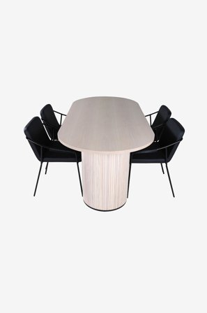 Venture Home - Matgrupp Bianca med 4 st matstolar Tvist - Vit - Matgrupp 4 personer - Från Homeroom