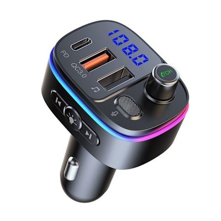 Bluetooth-adapter for bil, PD 18W & QC3.0 FM-sender bil Bluetooth 5.0, 9 RGB