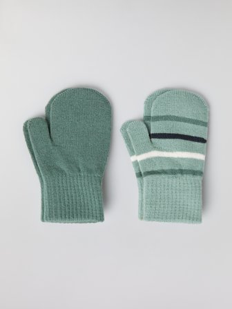 Polarn O. Pyret - Knitted mittens, 2-pack - 1|3 - Childrenswear - grey
