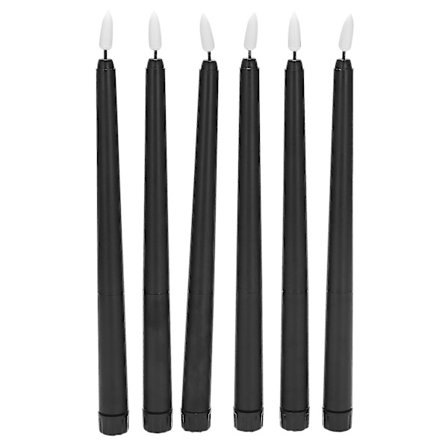 Paket med 6 svarta LED-födelsedagsljus, gula flamlösa flimrande batteridrivna LED-ljus Cy) (FMY)