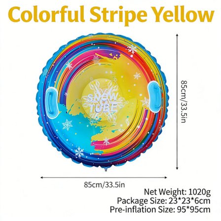 Kraftig PVC Oppblåsbar Snowboard med Portabelt Håndtak - Sikkerhetsdesign uten Vinkel, Sammenleggbar Snøslede for Ski, Snowboard og Snøtubekjøring