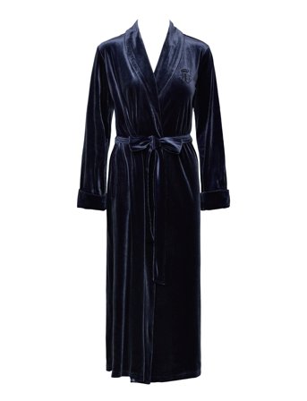 Lrl L/S Shawl Collar Long Robe Navy Lauren Ralph Lauren Homewear