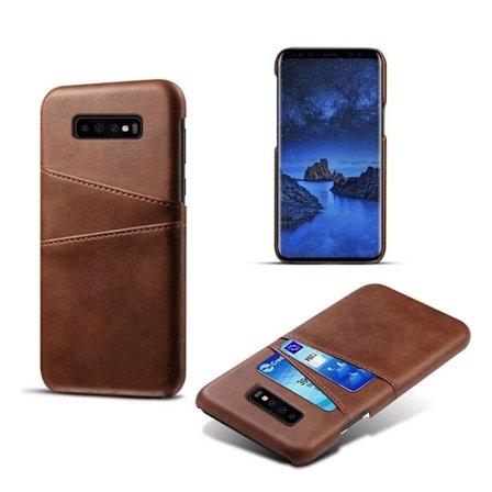 Samsung Galaxy S10 skal med korthållare - Brun