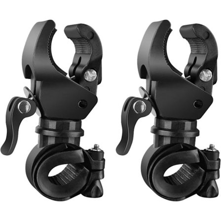 2 stk 360° Roterende Lommelyktholder, Sykkel-lommelyktholder med Dobbelspenne, Styre- og Klemmefeste, Sykkellampe Monteringsfeste