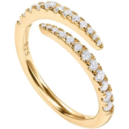 14K gullbelagt kubisk zirkonia åpen vridd evighetsring for kvinner-----Gult gull (størrelse 7)