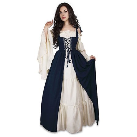 Medeltida Punk Klänning Cosplay Halloween Kostymer Dam Palats Karneval Fest Utklädnad Prinsessa Kvinnlig Viktoriansk Vestido Robe Marinblå