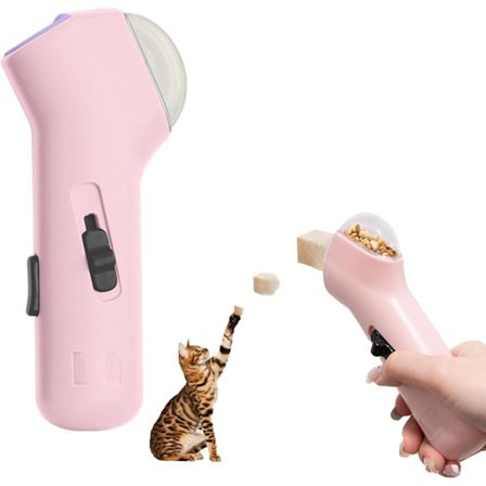 Rosa kjæledyrgodbit-utskyterpistol - Interaktivt treningsleketøy for hunder og valper, innendørs og utendørs trening og snacksdispenser-spill