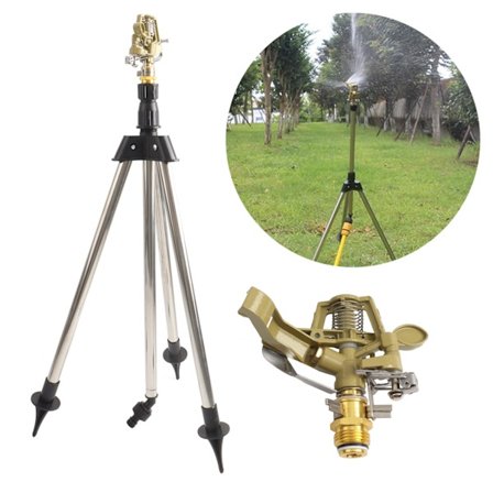 Iskunkestävä sadetin piikkijalustalla, raskasta sinkkiseosta, kastelulaite pihalle, nurmikolle, puutarhaan, 0-360° kääntyvä, suuri alueen kattavuus, 1