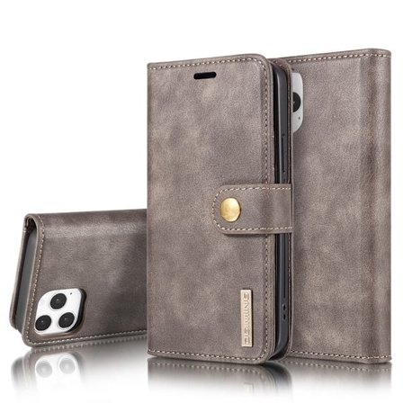 DG.MING 2-in-1 Wallet Case for iPhone 13 Pro - Coffee