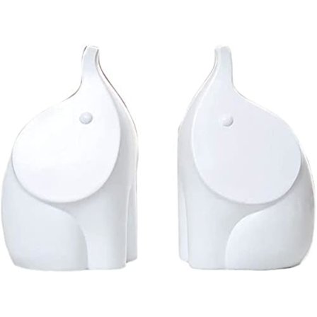 Hjemmeindretning Bogstøtter Bogender Hvid Elefant Skulptur Bogstoppere til Hjem Dekorative Dekorative Unikke Ornamenter Hvid, 12x12x21cm