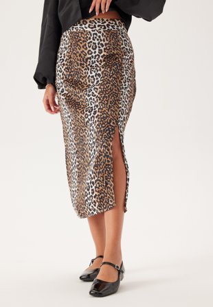ONLY - Onljane Life Long Slit Skirt - Timber Wolf Aop:wildlife - Kläder - - Bubbleroom