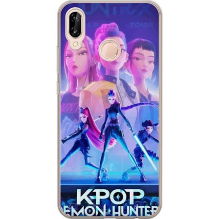 Kompatibelt Mobildeksel til Huawei P20 lite K-Pop Demon Hunters handling med futuristiske heltinner, neonlys og animeenergi som skaper en dramatisk og