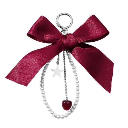 Unika designer handgjorda körsbärs- och stjärnnyckelring med pärldekoration, portabel för modeintresserade individer