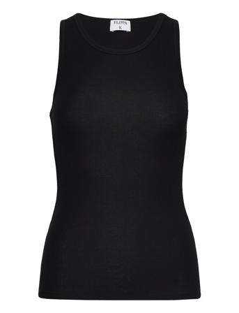 Fine Rib Tank Designers T-shirts & Tops Sleeveless Black Filippa K