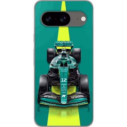 Yhteensopiva Puhelinkuori Google Google Pixel 8 Aston Martinin Formula 1 -auto vihreässä kilpailumuotoilussa, jossa on moderni studiosentuntma