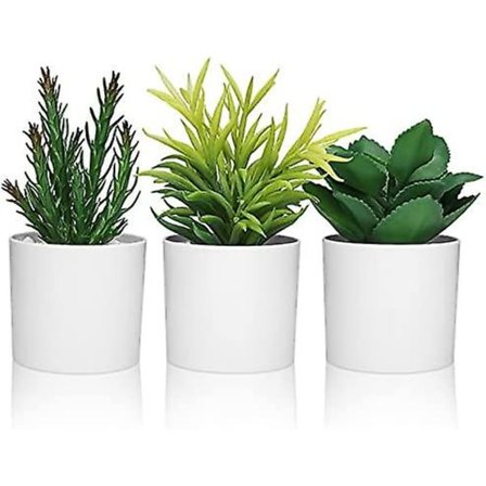 Konstgjorda suckulenter, små konstgjorda växter i vit kruka, realistiska och naturtrogna för bokhylla, skrivbordsdekoration, hemmakontor, kök eller 