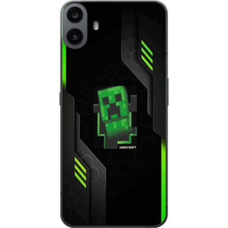 Kompatibelt Mobildeksel til Nothing Nothing CMF Phone 1 Grønn pikselbasert creeper-lignende spillillustrasjon med futuristiske neoninnslag og mørk t