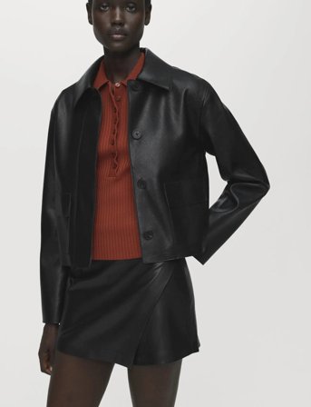 Mango Faux-Leather Culottes - Black - 40