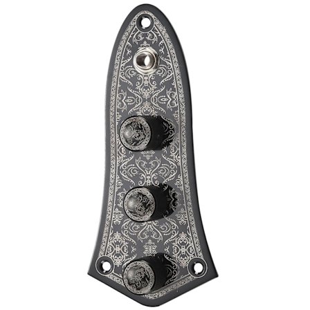 Gravert kontrollpanel i aluminiumlegering for jazzgitarr, bryterkontrollpanel for jazzgitarr