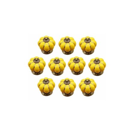 (Gul) 10 stk Keramiske Skuffegreb Møbelgreb til Køkken