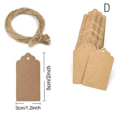 100 st förpackningsetikett brun kraft /svart/vitt papper taggar gör det själv