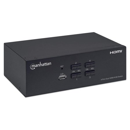 Manhattan MH 4-Port Dual-Monitor HDMI KVM Switch