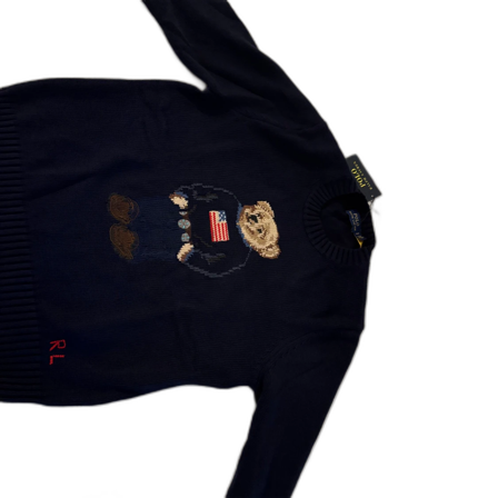 Mörkblå stickad tröja Polo Bear