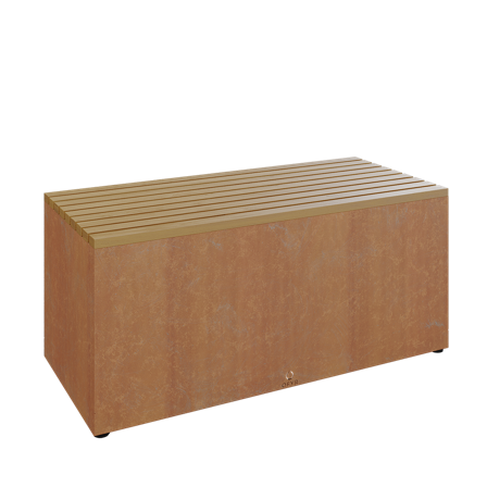 OFYR Garden Bench Corten Trädgårdsbänk teak-träplanka Cortenstål, Utemöbler