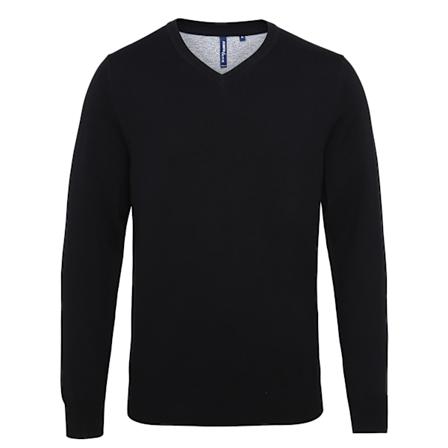 Asquith & Fox Miesten Puuvilla V-Kaula-Paita 3XL Musta 3XL Black